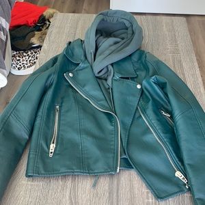 Blank NYC green leather jacket